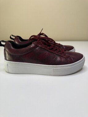 Vagabond Zoe Platform Sneakers Womens 8.5 Wine Red Embossed Leather Low Lace Up